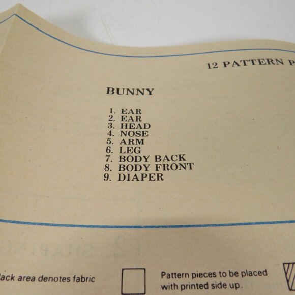 McCalls 2349 Stuffed Bunny Rabbit & Bunting (carrot sleeping bag) UNCUT - Picture 6 of 7